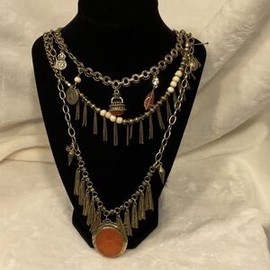 Gold Multi-Layered Necklace with Charms
